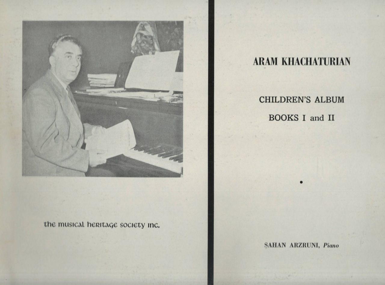 Ձայնապնակ՝ Ա.Խաչատրյանի «Մանկական ալբոմ»-ի (Առաջին և Երկրորդ տետրեր) ձայնագրությամբ