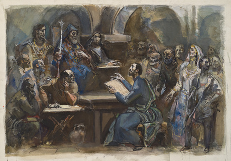 Աշտիշատի ժողովը (Դերենիկ Դեմիրճյանի «Վարդանանք» պատմավեպի նկարազարդում)