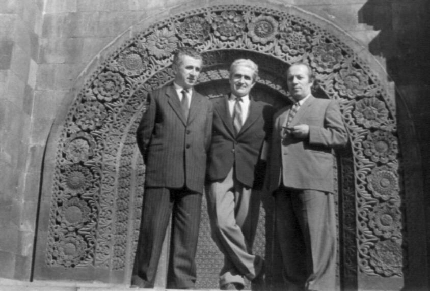 Երվանդ Քոչարը,  Զավեն Բախշինյանը և Դ. Դանիելյանը, 28 հոկտեմբերի, 1956  