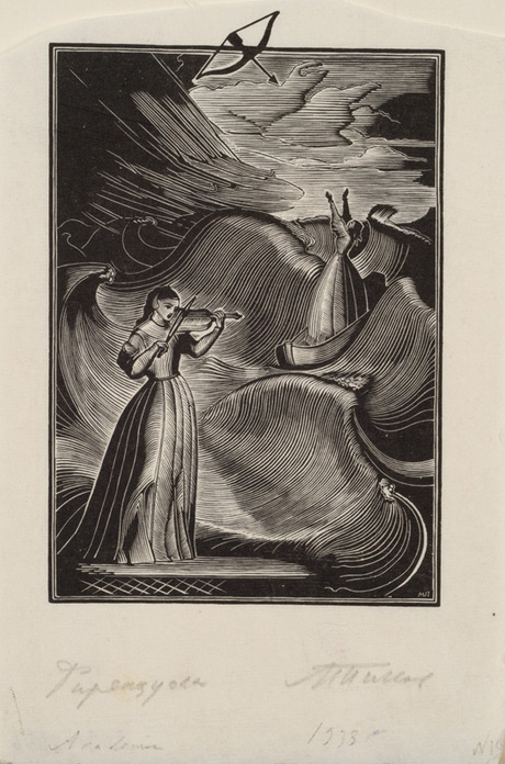 Ջութակ նվագող կին ծովափին. Ֆիրենցուոլայի "Զրույցներ սիրո մասին" գրքի նկարազարդումներից
