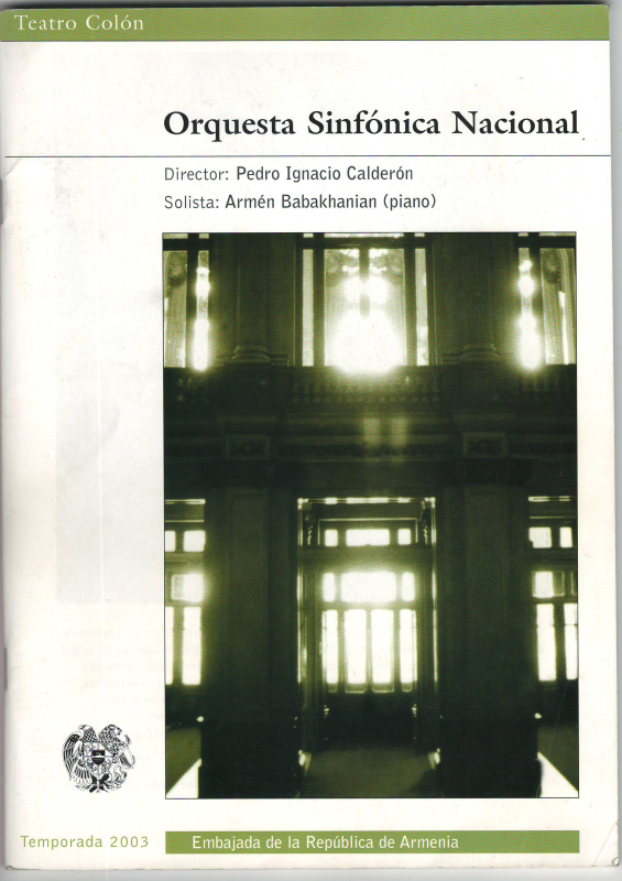 Բուկլետ՝ Արգենտինայի «Teatro Colon»-ի ազգային սիմֆոնիկ նվագախմբի 