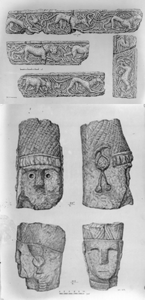 Սևապակի՝ պատի հարդարանքի բեկորների և արձանների գլուխների գծապատկերներով