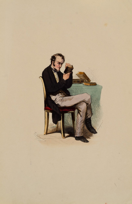 Նստած ֆիգուր սեղանի մոտ "Կենցաղային տիպեր 1840-ական թվականների Ֆրանսիայի"