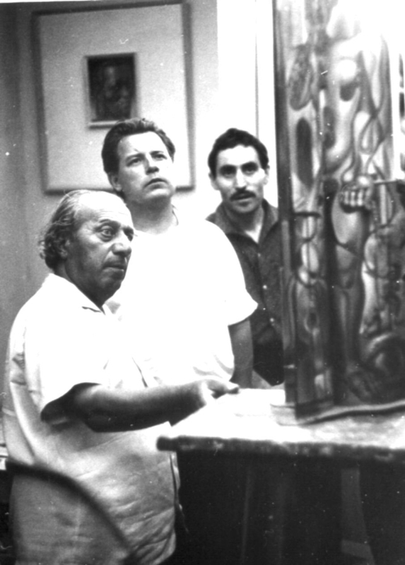  Երվանդ Քոչարը, Մինաս Ավետիսյանը և մի տղամարդ  արվեստանոցում, Երևան, 1966