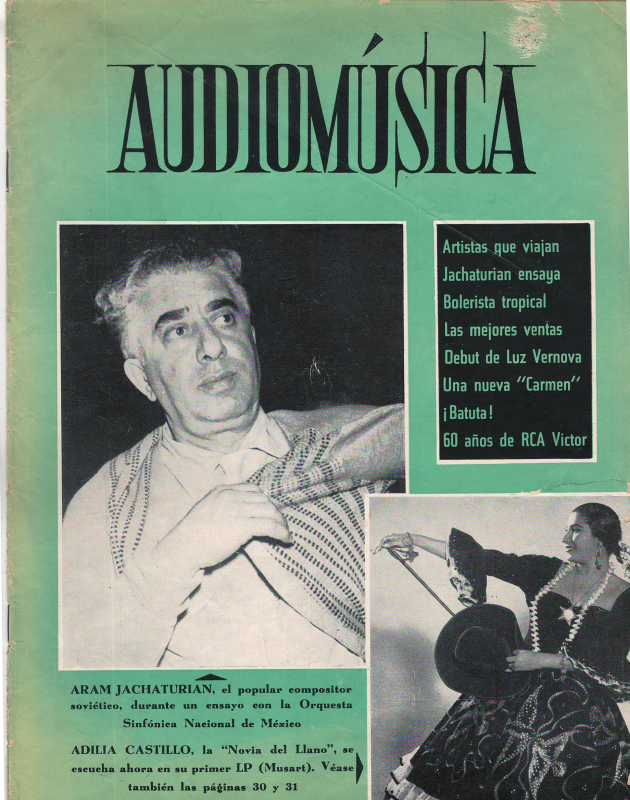 Նշագրում ՝ «Խաչատրյանը ղեկավարում է Ազգային սիմֆոնիկ նվագախումբը»՝ Մեխիկոյի «Audiomusica» ամսագրում