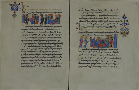 Ընդօրինակություն 13-րդ դարի և 1320թ-ի ՈՒթ նկարիչների ավետարանի «Հարյուրապետի ծառայի բուժումը» և «Այրի Նայինսկու տղայի հարությունը» մանրանկարի