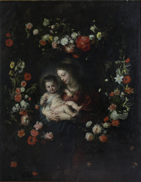 Տիրամայրը մանկան հետ ծաղկեշղթայի մեջ