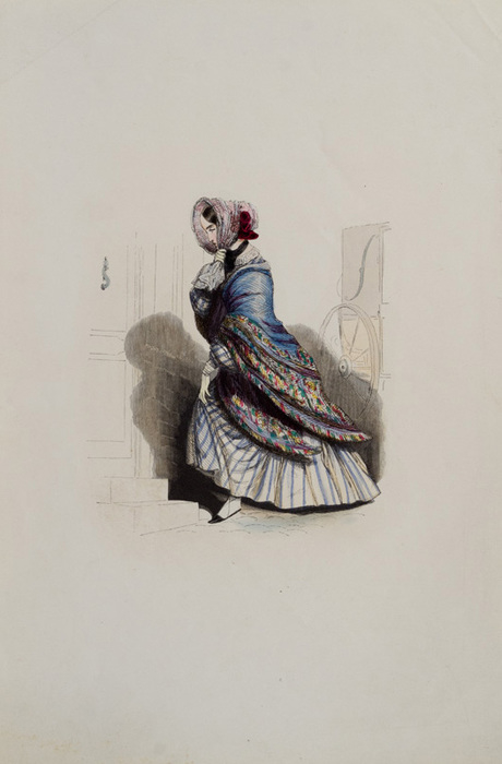 Կինը աստիճանների մոտ (Կենցաղային տիպեր. Ֆրանսիա. 1840-ական թթ.)