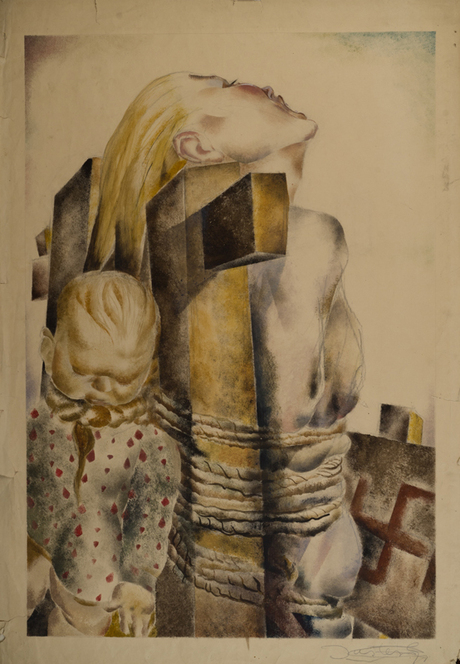 Սյունից կապված կինը և երեխան («Ֆաշիզմի զոհերը» նկարաշարից)