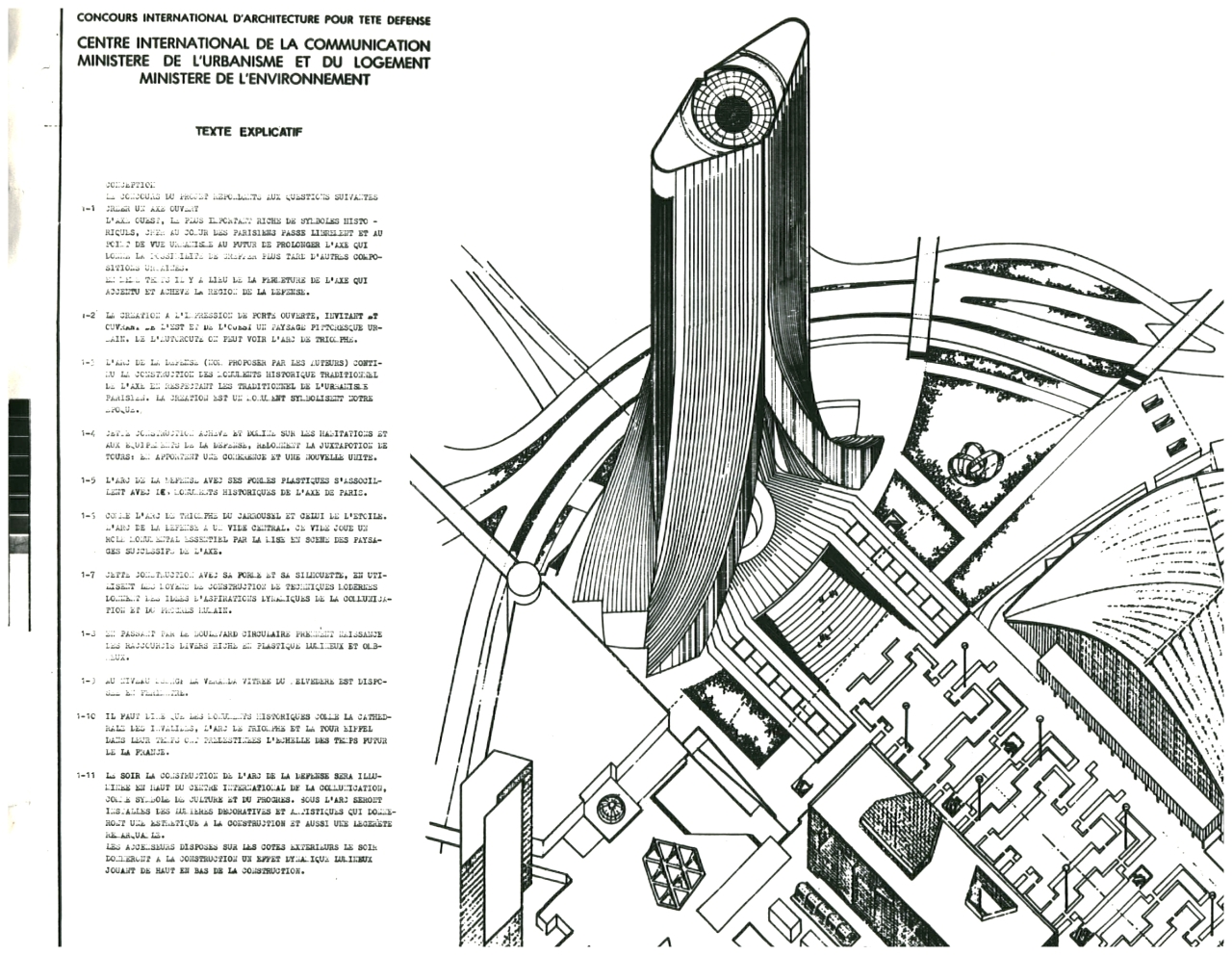 Փարիզի Տետ- դե- Ֆանս միջազգային տեղեկատվական կենտրոնի մրցութային նախագիծ, 1983թ.